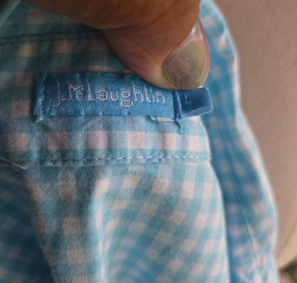 J. Mclaughlin Light Blue Checkered Button Front S… - image 8